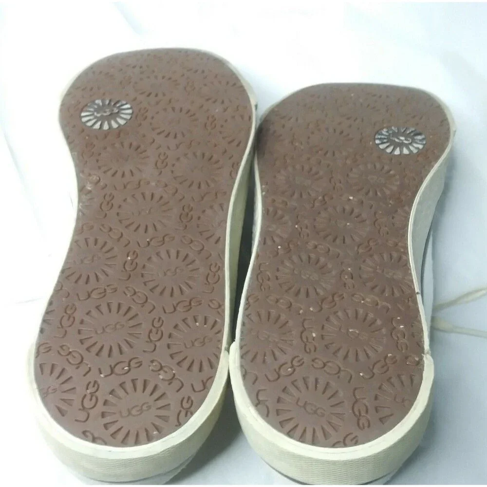 UGG Evera Lace Up Shoes for Women Size 5 Sneakers Khaki & White
